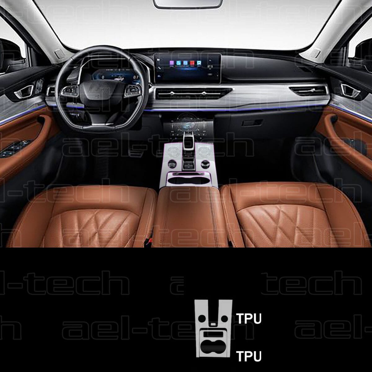 Chery Tiggo 8 Pro Vites etrafı ve Bardaklık uyumlu Piano Black TPU Koruyucu 3 lü set - Görsel 1