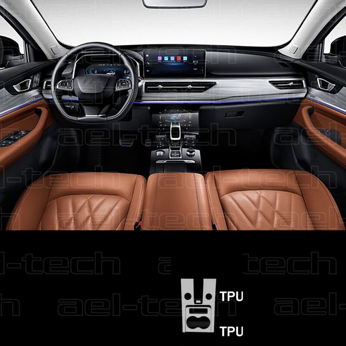 Chery Tiggo 8 Pro Vites etrafı ve Bardaklık uyumlu Piano Black TPU Koruyucu 3 lü set - Görsel 2
