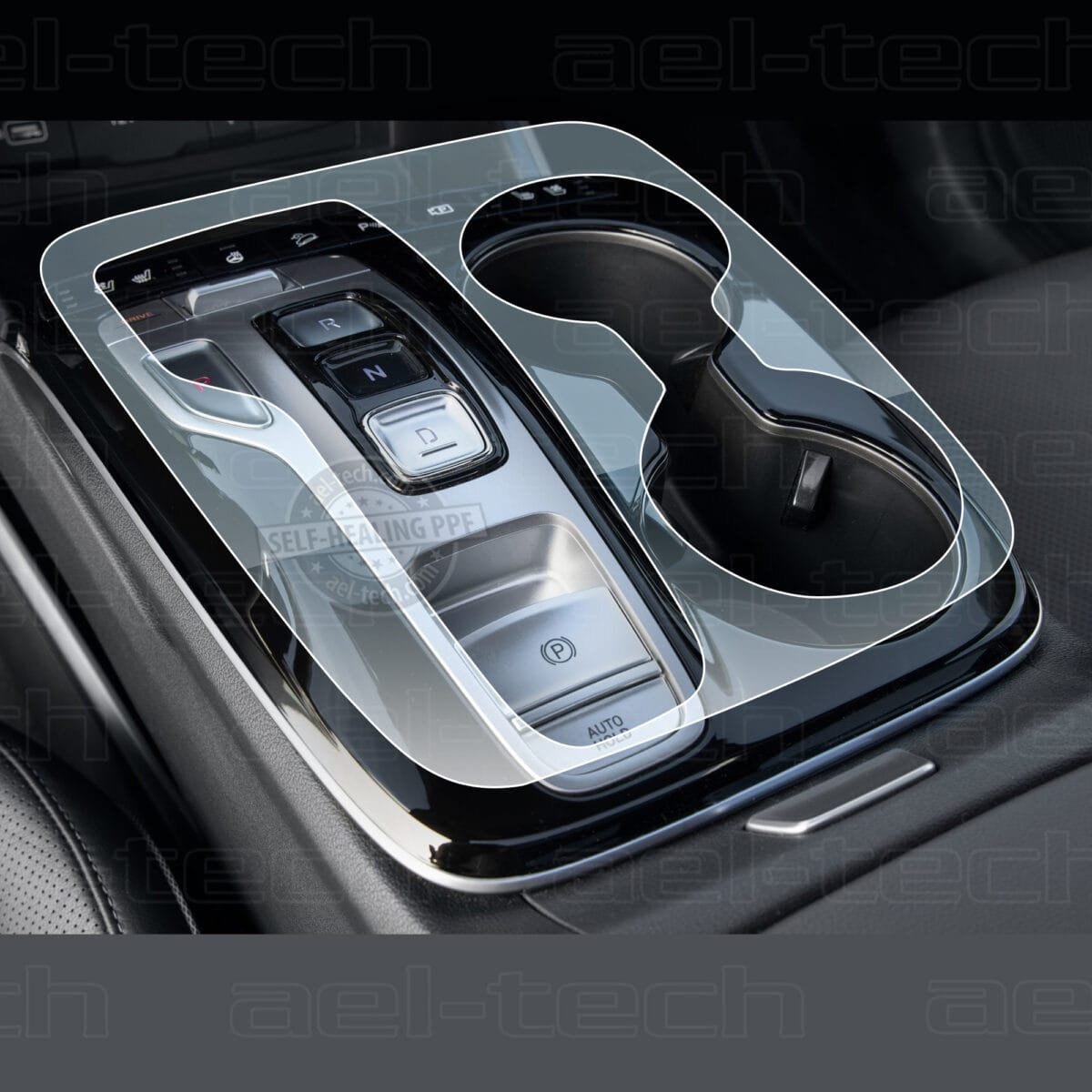 Hyundai Tucson Uyumlu Tuşlu Vites Etrafı Piano Black Tpu Koruyucu - Görsel 1