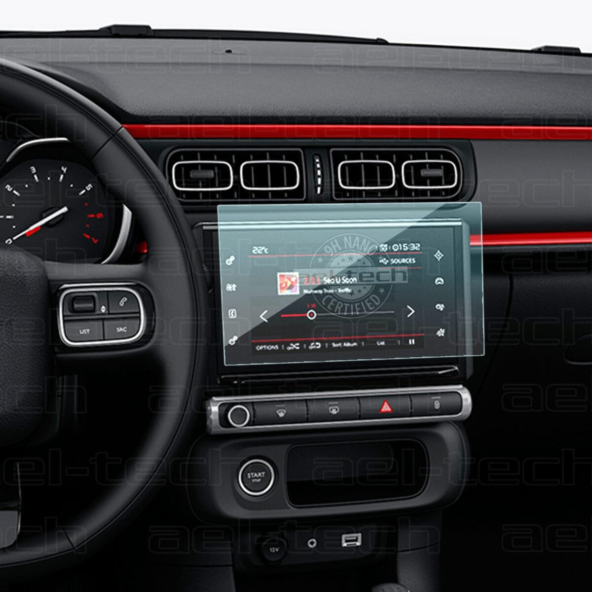 Citroen C3  7 inç Navigasyon  9H Nano Koruyucu - Görsel 1