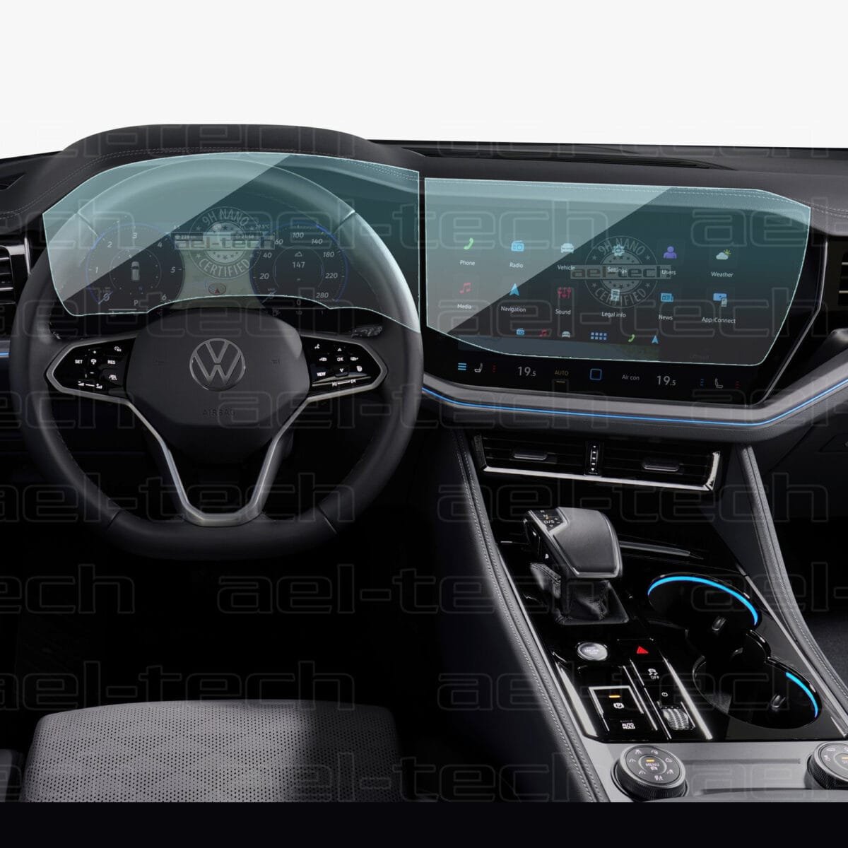 Volkswagen Touareg Uyumlu Navigasyon Ve Dijital Gösterge 9H Nano Ekran Koruyucu 2’li Set - Görsel 1