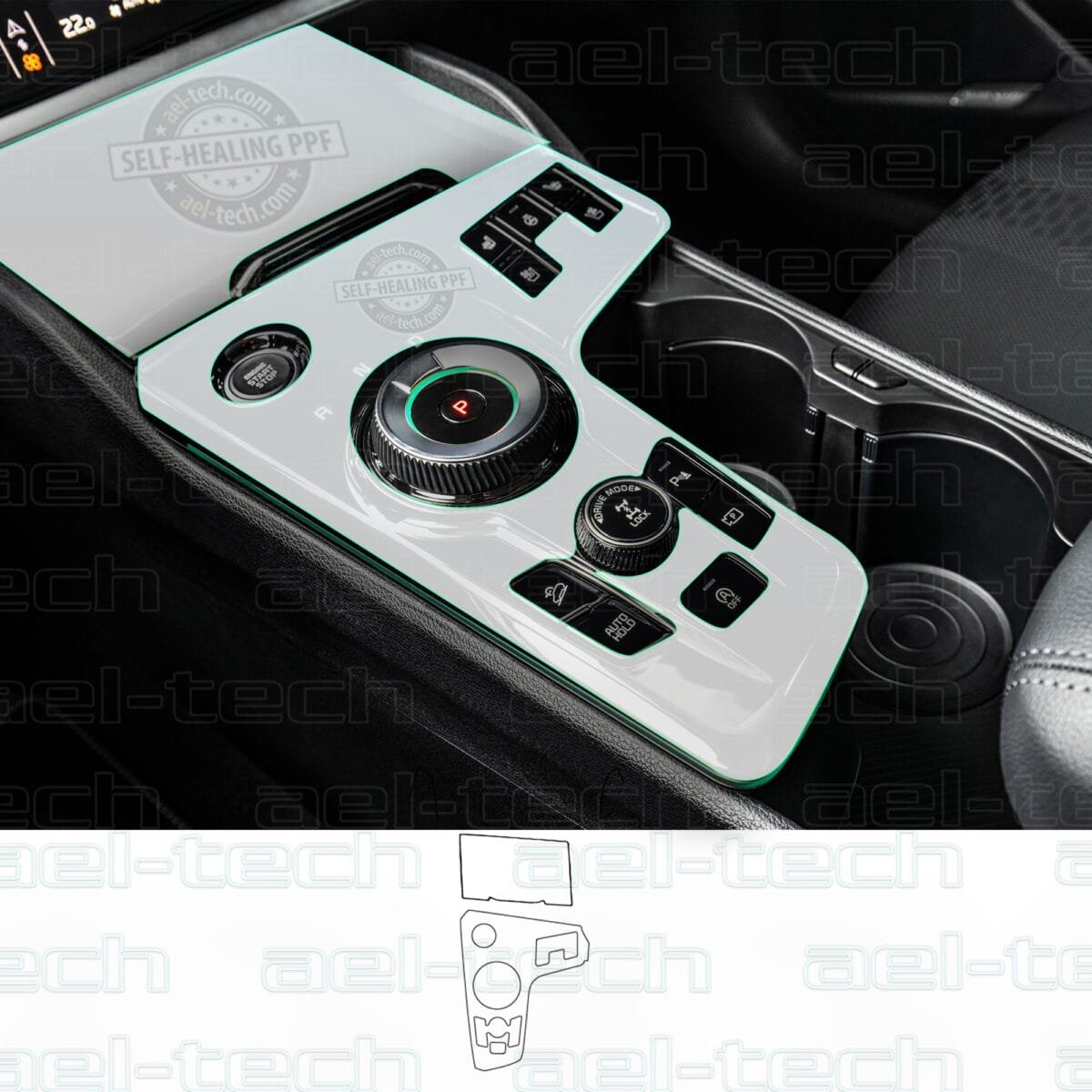 Kia Sportage Prestige Uyumlu Vites Etrafı Piano Black TPU Koruyucu 2 li set - Görsel 1