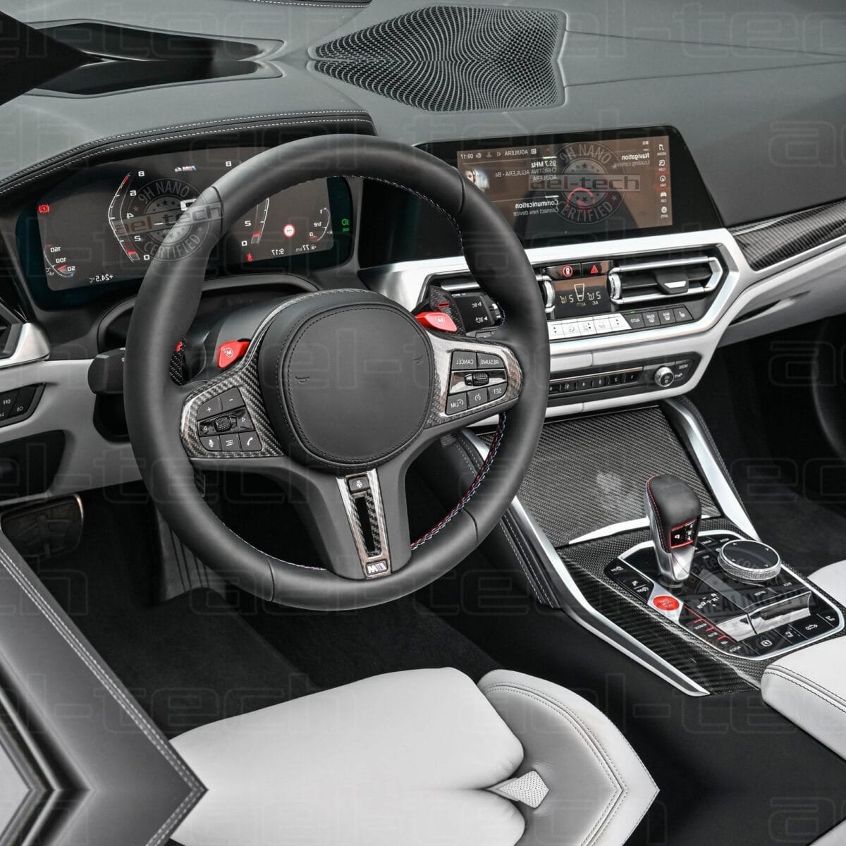 Bmw M4 Uyumlu Navigasyon,Dijital Gösterge ve Vites Etrafı Nano ve Piano Black 9H Tpu Koruyucu 3lü set - Görsel 7