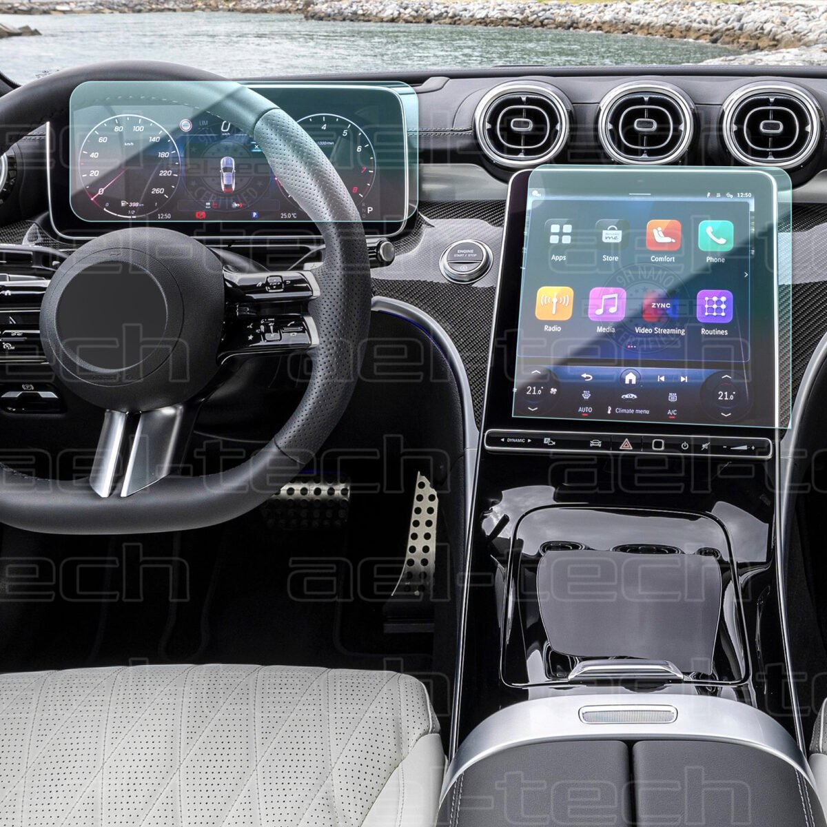 Mercedes CLE Seri Navigasyon ve Dijital gösterge uyumlu Nano Ekran Koruyucu 2li Set - Görsel 1