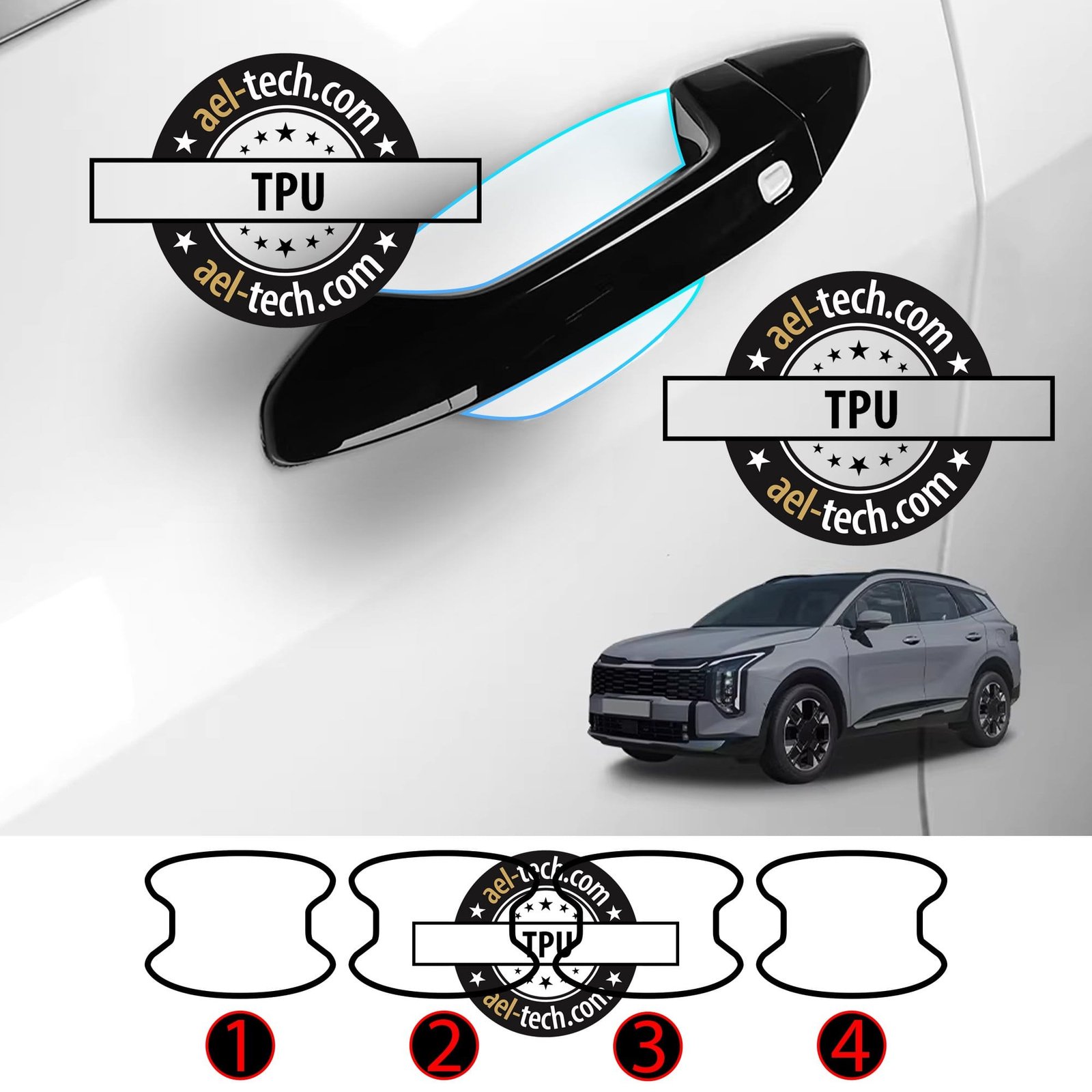 4aceef8a74854587adab8c4ae1488fd6.jpg Kia Sportage Uyumlu Kapı Kolu Tpu Koruyucu 4lü Set - Görsel 1