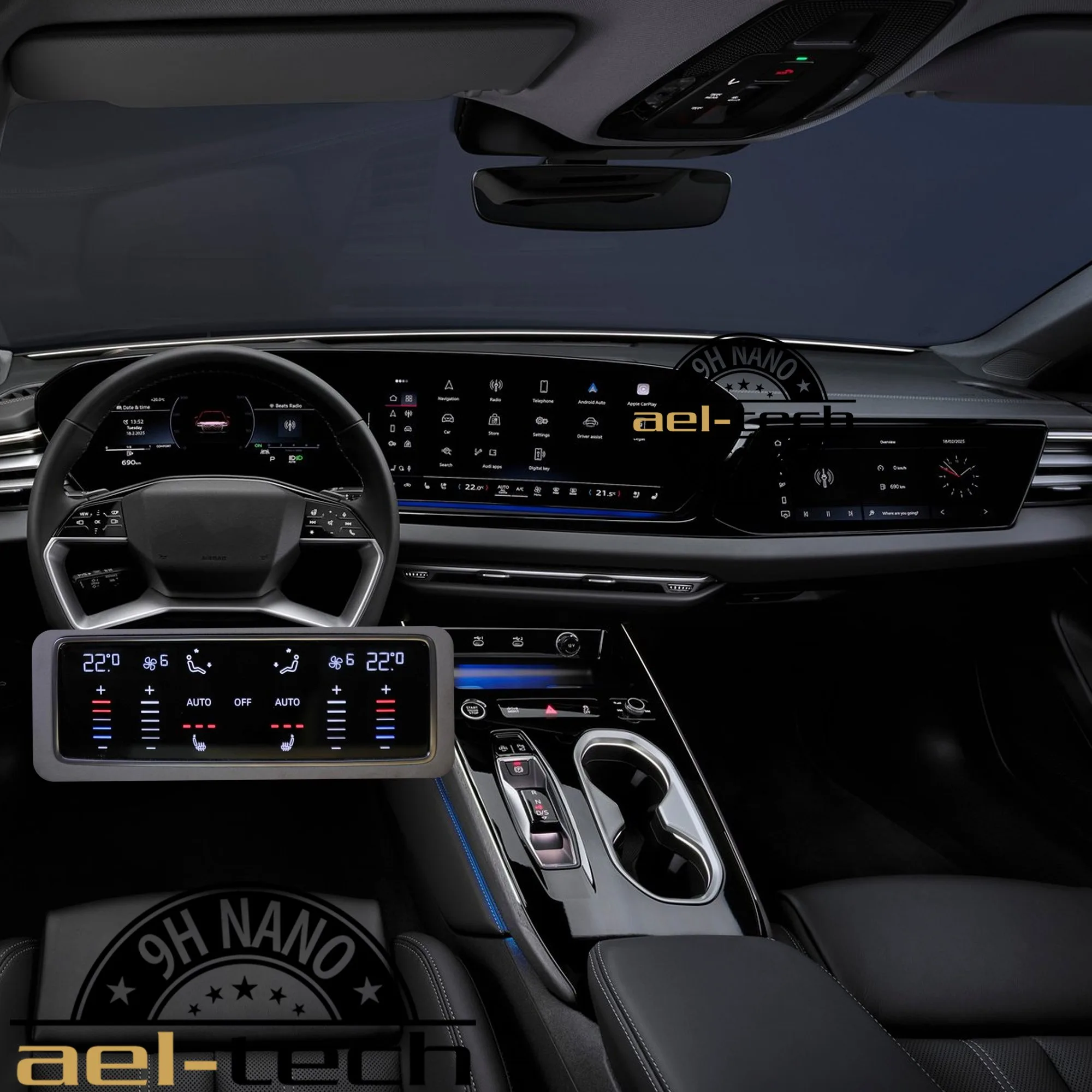 Audi A6 Dijital Gösterge,Navigasyon,Klima Kontrol Uyumlu 9h Nano Ekran Koruyucu 3lü Set 2025-2026 - Görsel 2