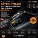 Peugeot 308/408 Uyumlu Vites Etrafı 5D Karbon Görünümlü TPU Koruma 2023-2026 - Görsel 4