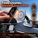 Tesla Model Y/Model Y L/Model 3 Uyumlu GRİ Telefon Tutucu - Görsel 3